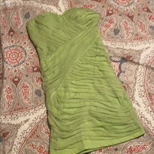 Green strapless mini dress